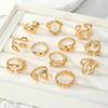 12Pcs/Set Exaggerated Irregular Heart-Shaped Rings for Women Vintage Metal Water Drop Open Rings Set Daily Jewelry Gift