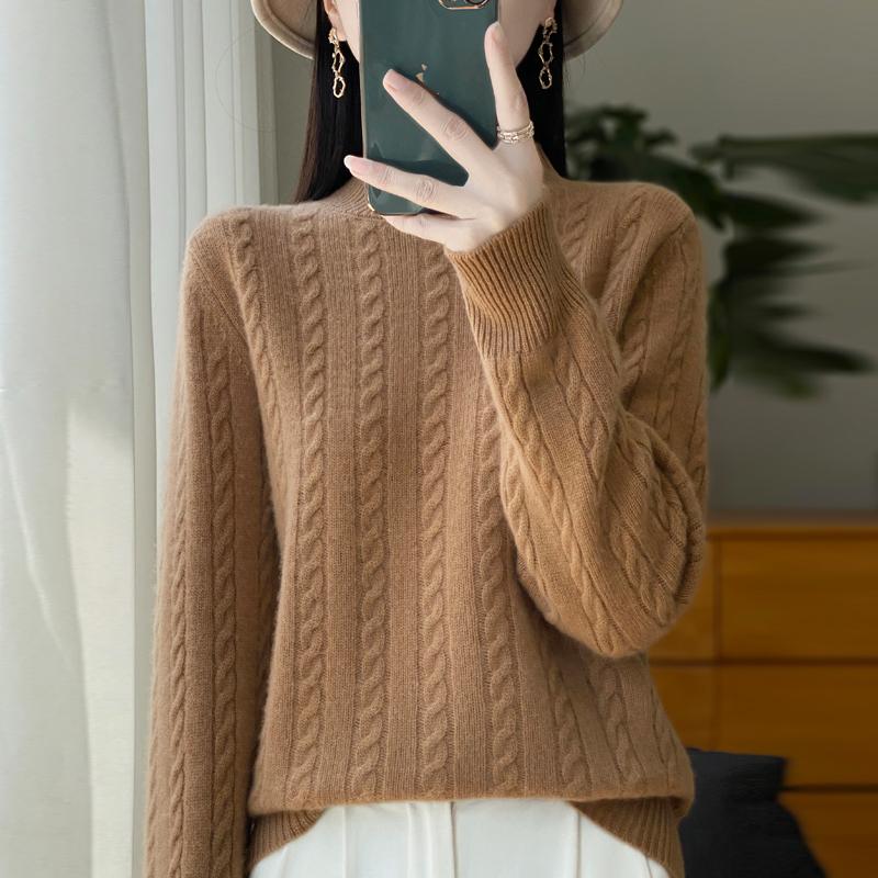 Women's Cashmere Sweater Qinghe Cashmere 30% Cashmere 70% Wool Autumn and Winter Pullover Warm and Fashionable