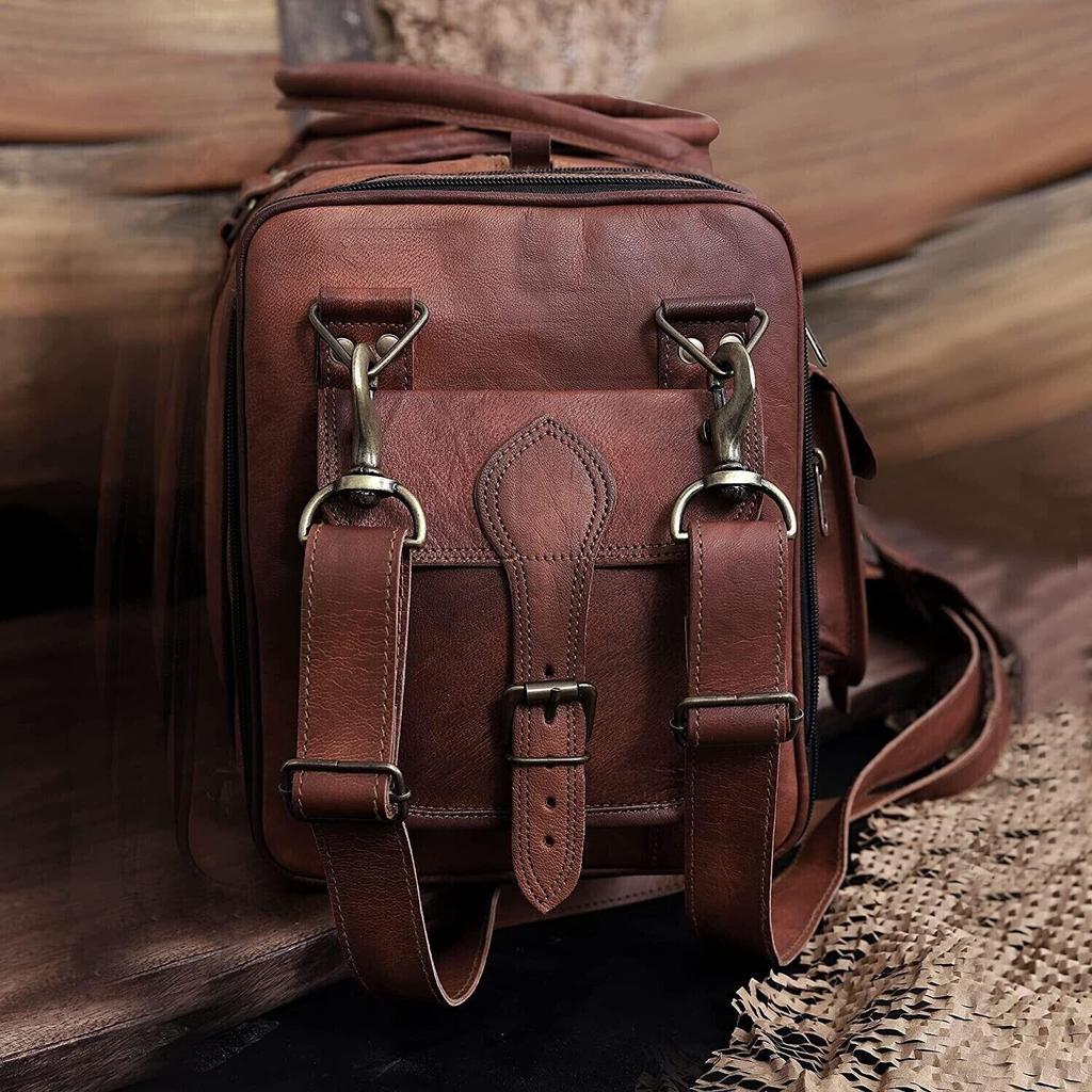 30"Men's Genuine Leather Luggage Gym Weekend Overnight Duffle Bag Large Vintage. With Combo Leather Diary