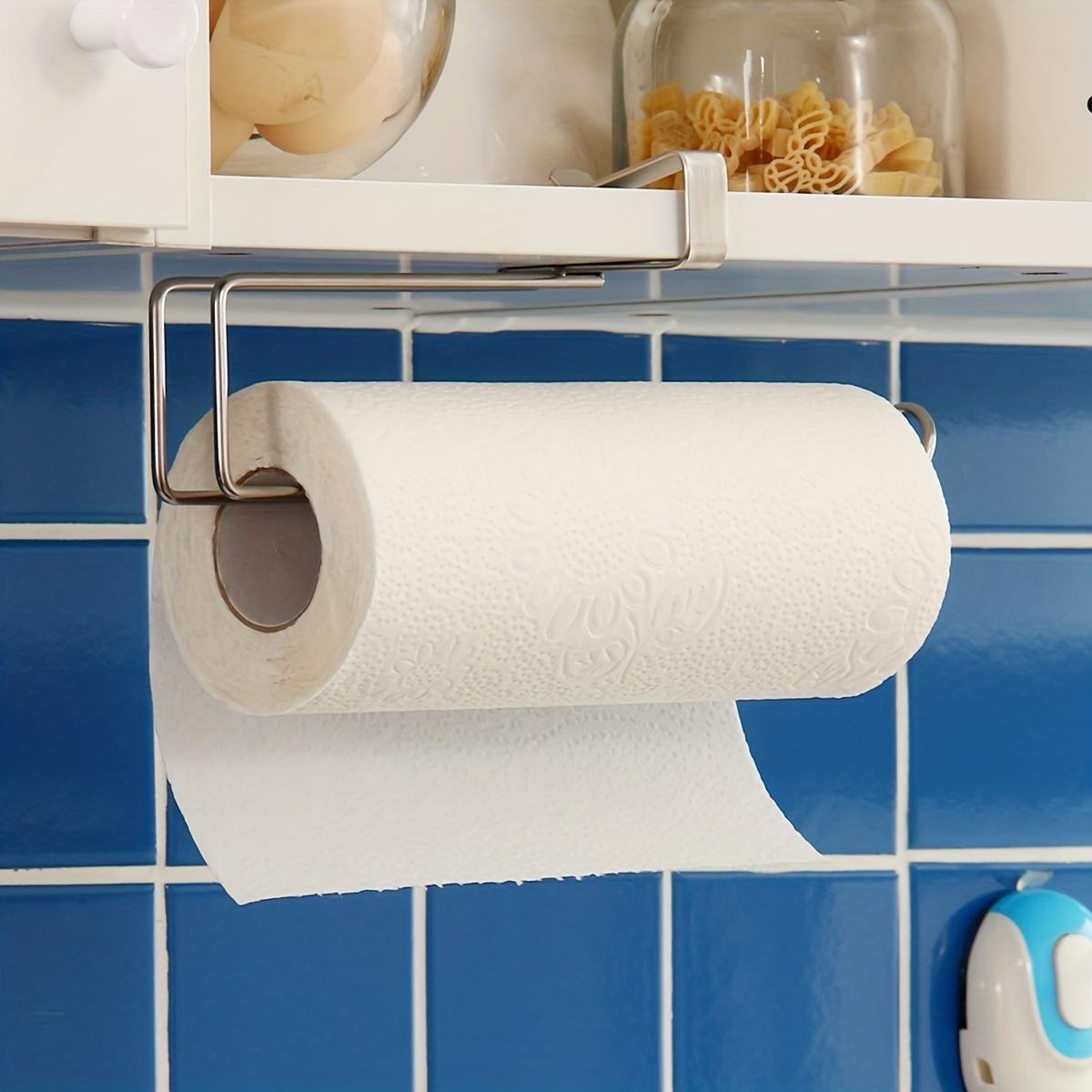 

Fashionable black metal kitchen tissue holder, wall mounted cabinet door storage rack, Christmas and Halloween gifts срібний