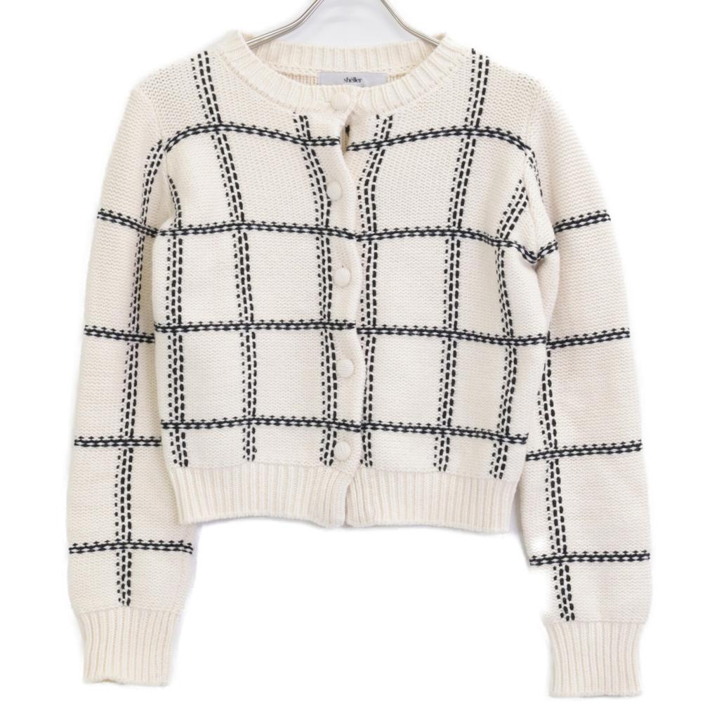 Schäler Weiß handgefertigt Karomuster Ensemble Cardigan Oberteile F weiß Gebraucht