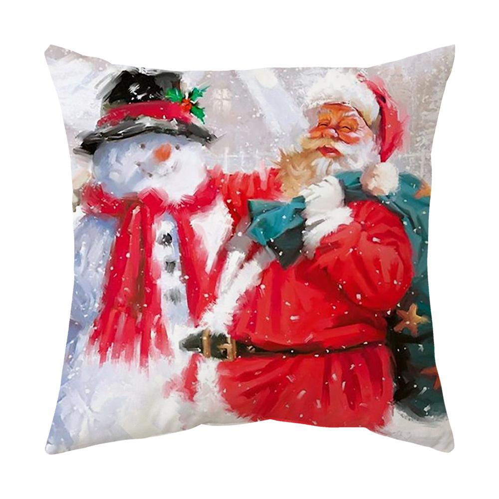 Pillow Cover Holiday Gift Red Santa Claus Home Living Room Sofa Cushion Cover