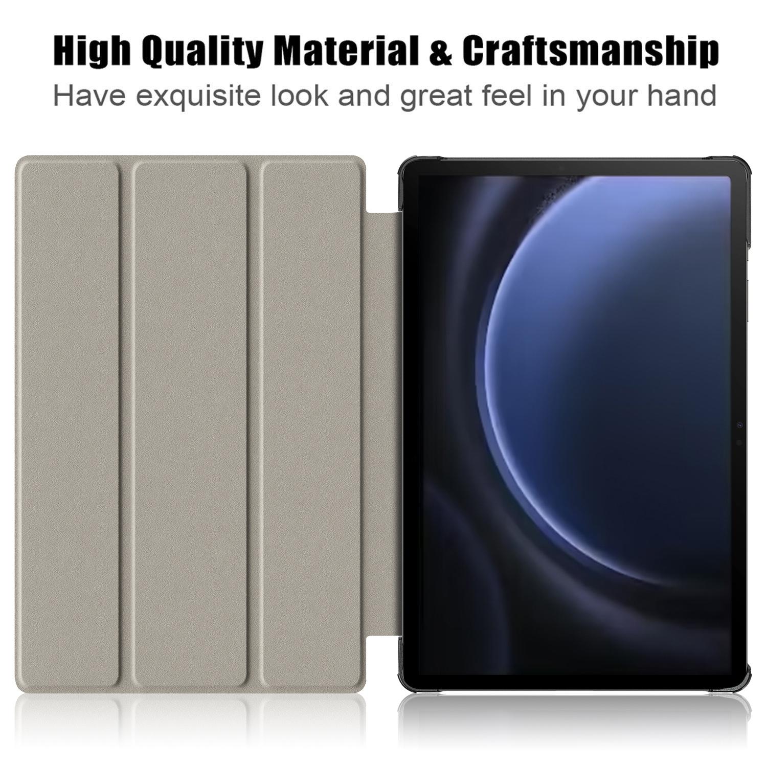 

For Samsung Galaxy Tab S9 FE+ SM-x610/SM-616 Case Tri-fold Stand Leather Tablet Cover Nightfall