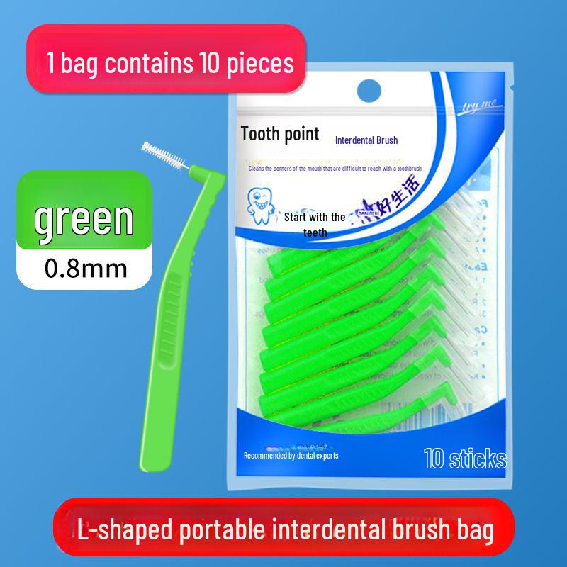 L-Shaped Interdental Toothbrush Set (10-Pack) with Wire Bristles