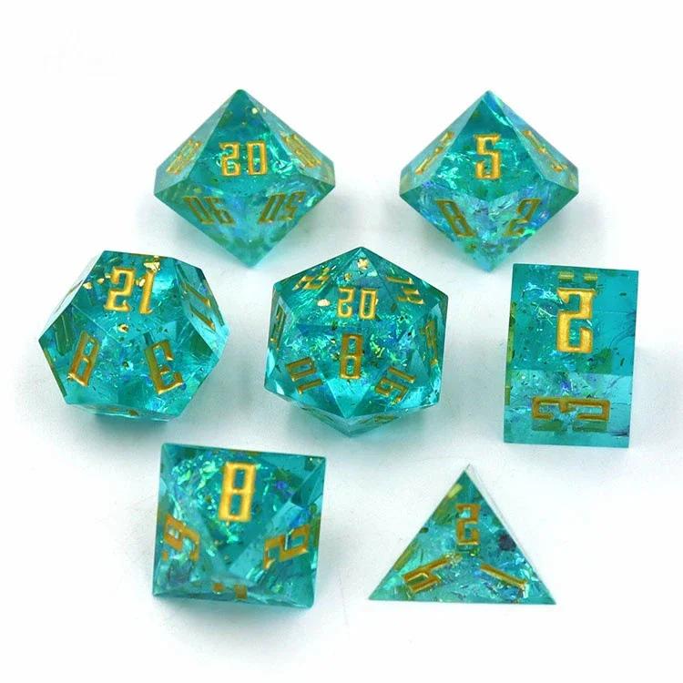 7pcs/SetAnimals Handmade D&d Dnd Dice Set Resin Galaxy Sharp Edge Sex Polyhedral For Dungeons And Dragons Dadi Dados Rol Rainbow
