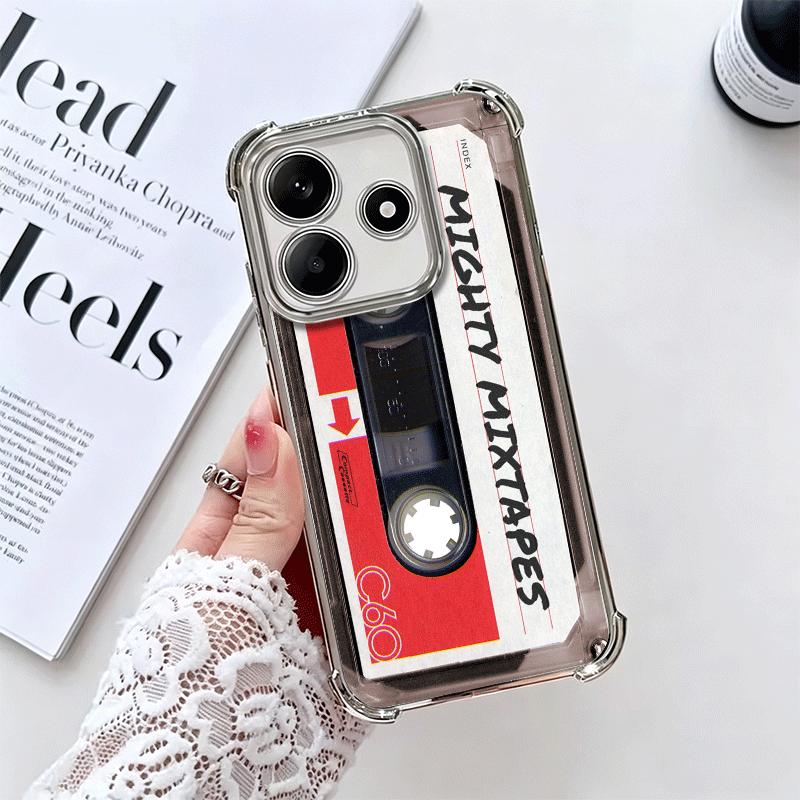 Vintage 90S Cassette Tape Pattern Soft Phone Case For Xiaomi Redmi Note 14 15 Pro Plus 13 12 11S 11T 5G 10 9S 9 Plating Anti-Fal