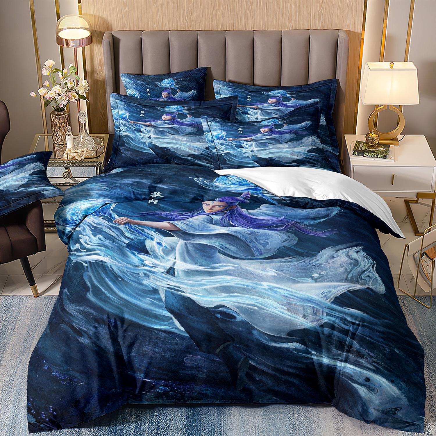 

3D printed high-end Aobing trendy element down comforter bedding set, children s adult bedding set, zipper pillowcase bed set 90x200cm