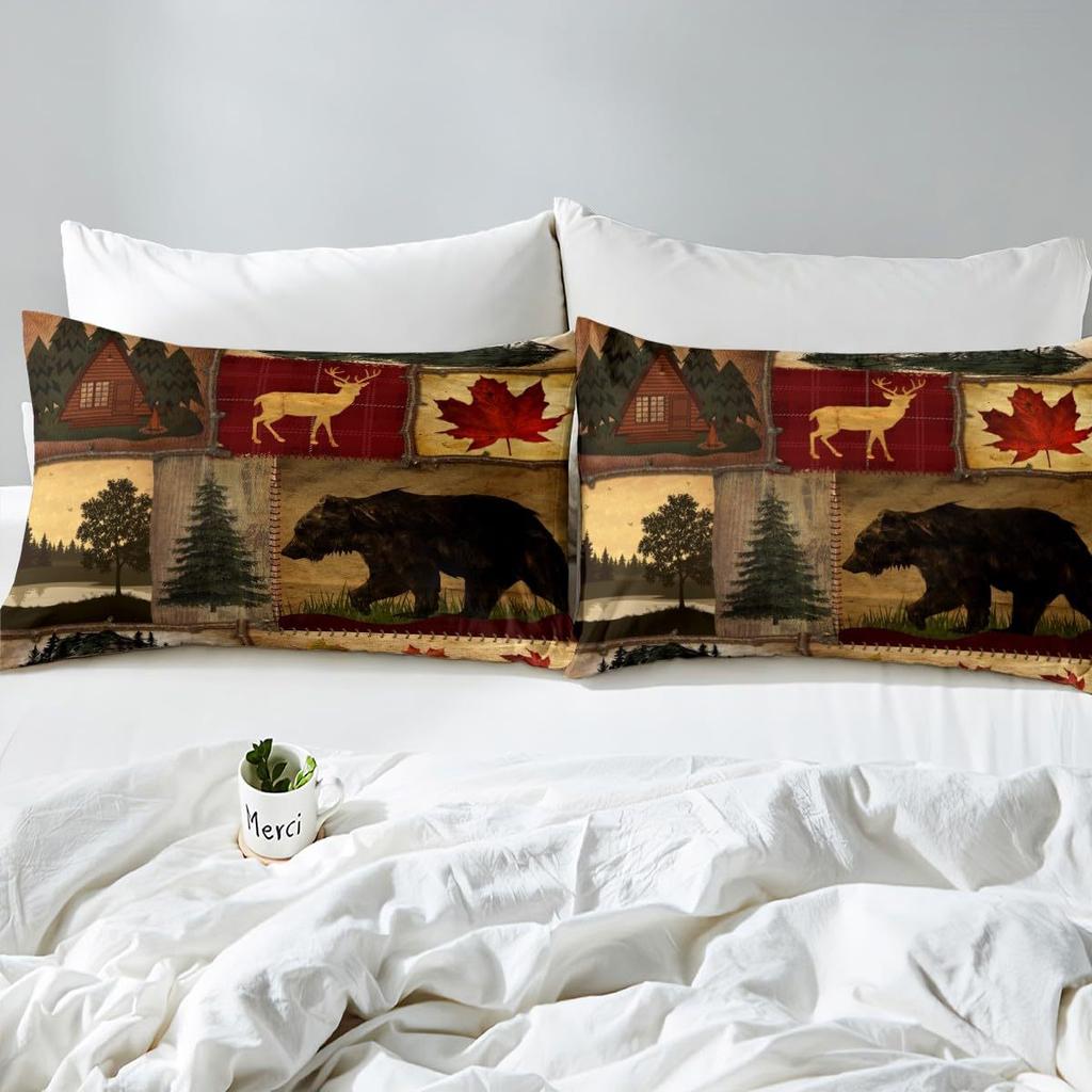 Animal Deer Bear Pattern Sheet Four-Piece Bedding Set Bedroom Dormitory Bedding Decoration