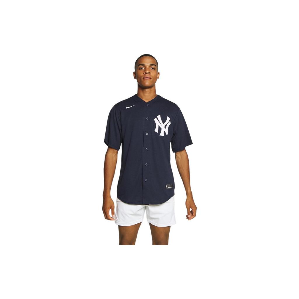 Nike X MLB Haftowane Logo Jednorzędowa Wygodna Codzienna Koszula Baseballowa z Krótkim Rękawem dla Dzieci Koszule Dziecięce Granatowa 3Z3B7ZWEB-NYY