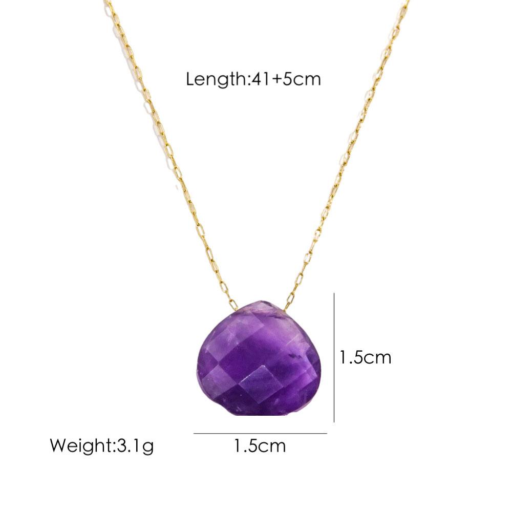 Simple Water Drop Natural Stone Pendant Stainless Steel Clavicle Chain Collars Necklaces For Women Jewelry Gifts Natural Crystal