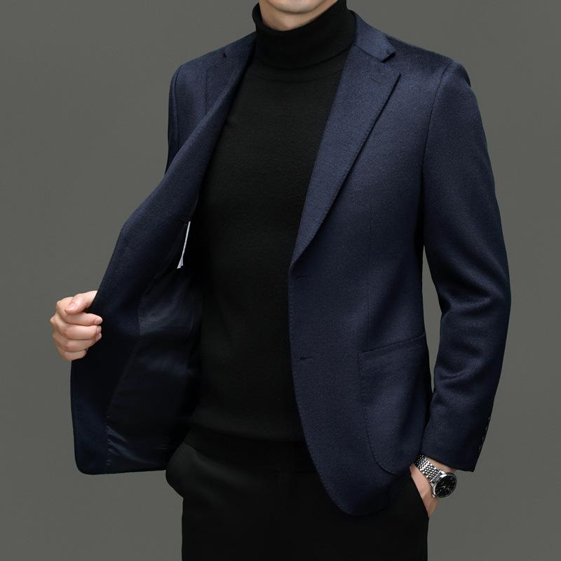 Abito di Lana Vergine Cashmere Seta Nuova Abito con Revers Uomo Autunno e Inverno Casual Giacca da Uomo Business