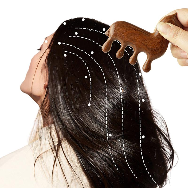 Зодиак Год Лошади Деревянный Сандаловый Гребень Четыре Зуба Расслабление Кожи Головы Шея Тело Меридиан Массажный Гребень Антистатическая Гладкая Щетка для Волос