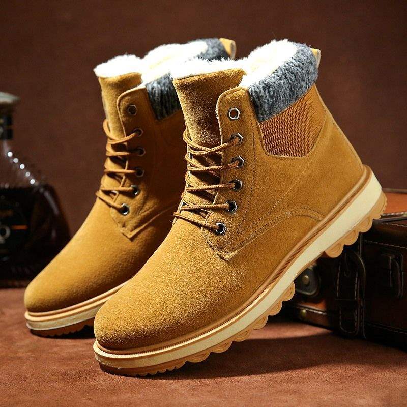 Snow Boots Men's Autumn High-top Thermal Cotton Shoes Youth Versatile Thermal Cotton Boots Men's Short Boots