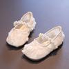 Girls flower petal small single shoes summer new children medium children sweet mesh pearl solid color mesh