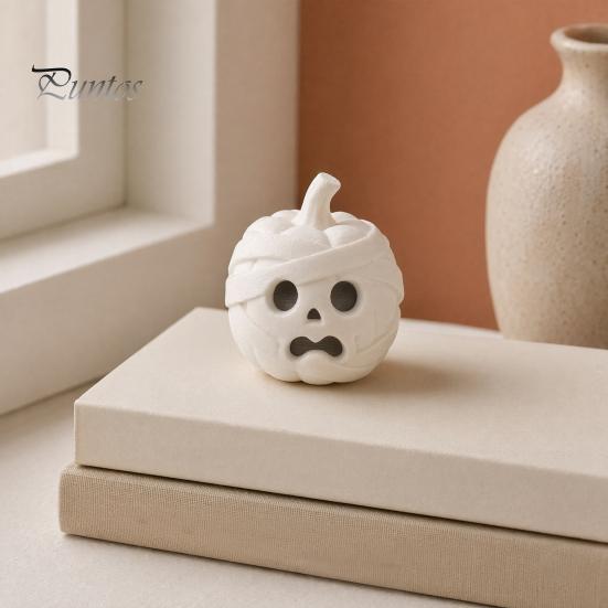 Festive Entrance Display Pieces 3D Printed Mummy Pumpkin Skull Figurine for Halloween Decorations, Versatile Showcase Statues with Funny Expressions
