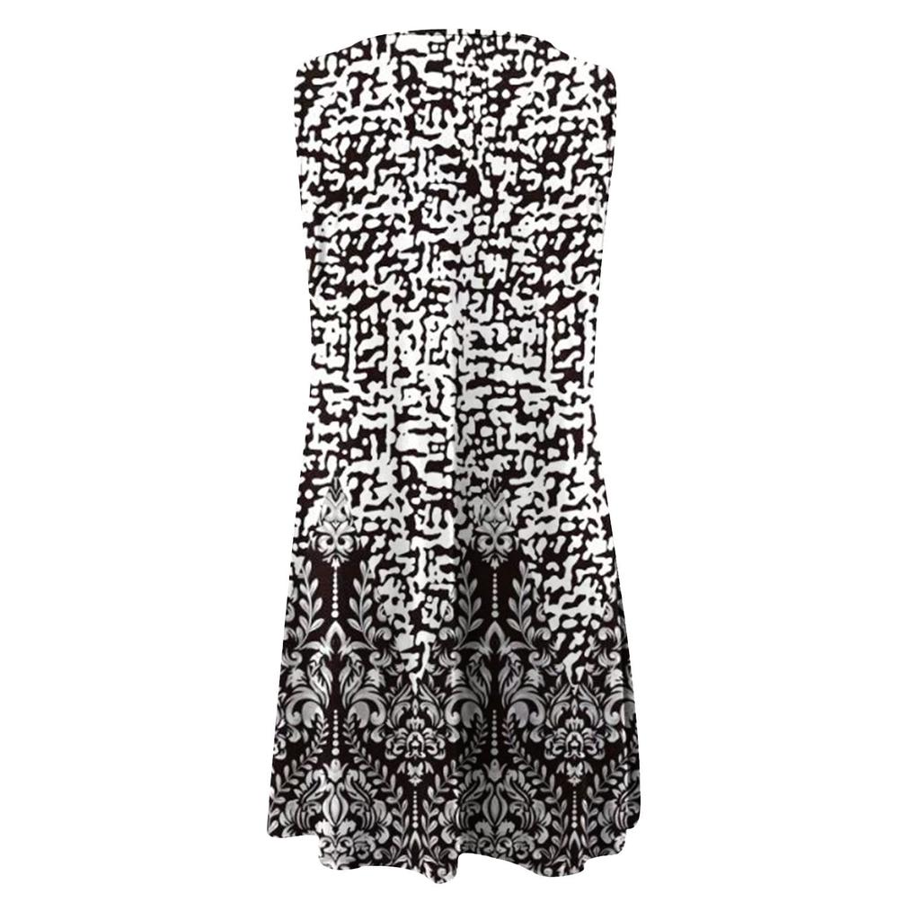 Kleider für Damen, lässig, Sommer, Blumenmuster, Tank-Kleid, ärmellos, ausgehöhlt, lockeres Strand-Kurzkleid