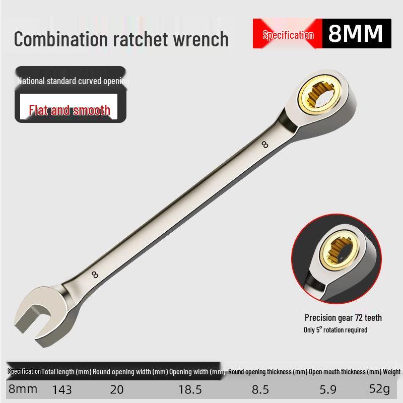 

Bi-Directional Ratchet Wrench Set with Open End and Flower Head Design for Auto Repair 14mm