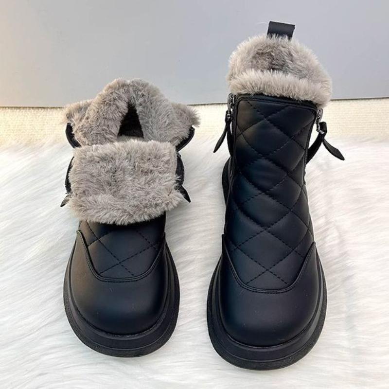Round Toe Platform Booties Zipper Waterproof Women's Snow Boots Sale Comfortable and Elegant Winter Novelty Fashion Ladies Shoes