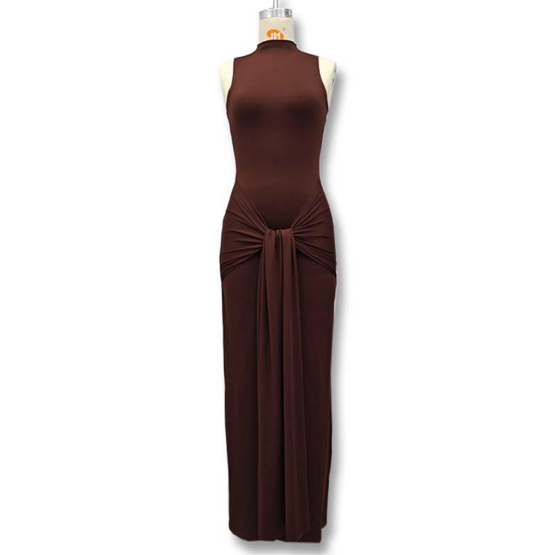 Tooxika Spring And Summer Women's Solid Color Round Neck Sleeveless Strappy Slim Hip Dress