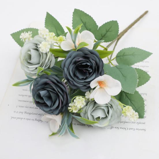 Simulated Roses Artificial Flowers Bouquet Real Touch Fake Roses for Home Wedding Office Decor Faux Silk Flowers All Year Round Bouquet for