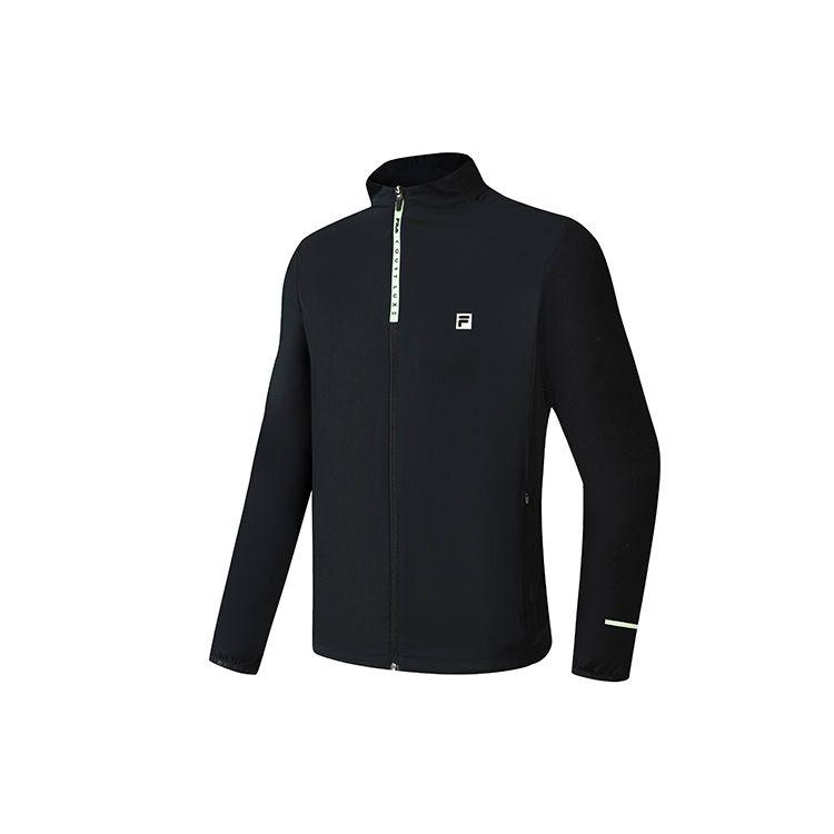 FILA Athletics Logo Print Breathable Solid Color Sports Casual Woven Jacket Men jackets Deep-Black A11M223703F-BK XXL