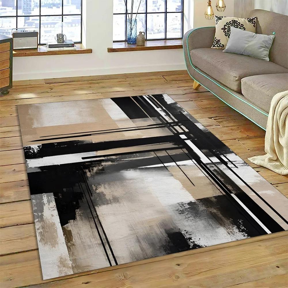 2025 New Style Bohemian Abstract Modern Art Geometry Carpet Rug for Living Room Bedroom Home Sofa Decoration,Non-slip Floor Mat