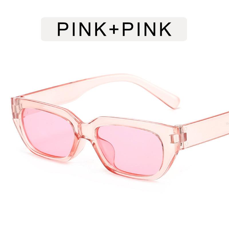 

Vintage Pink Small Hip Hop Glasses Rectangle Women S Cat Eye Sunglasses Retro Style Fashion Brand Design Sunglasses Modern Uv400 with bag and cloth