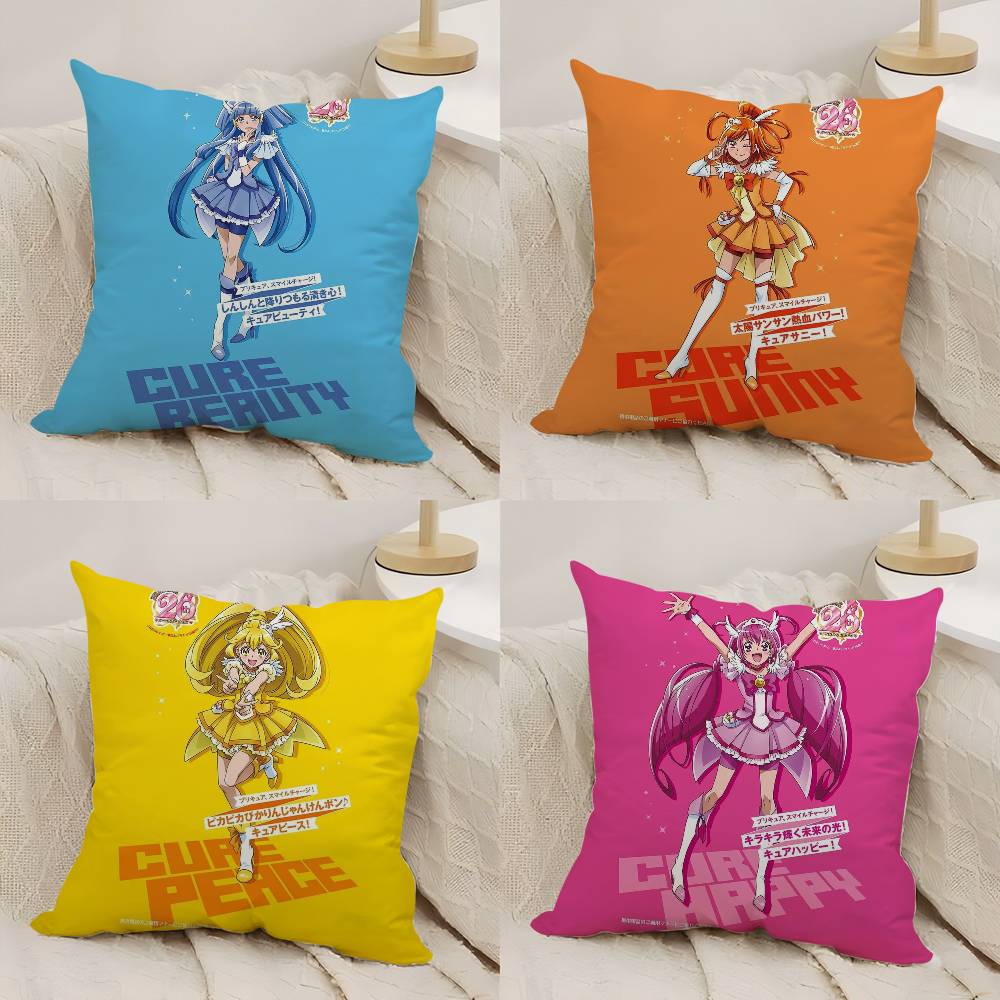 Pillow Case Cartoon S-Smile P-Precures Home Dorm Chair Back Short Plush Double-Sided Printing Office Nap Time Cushion Cover