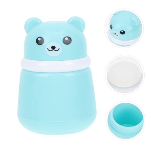 MOBUTOFU 2-Piece Powder Puff Box, Empty Powder Compact, Baby Powder Case, Baby Powder Container with Sponge, Blue