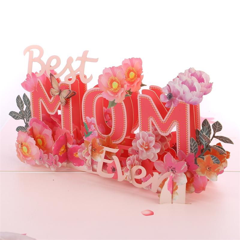 Regalo para el Día de la Madre Tarjeta de Felicitación Creativa 3D Gratitud Madre Postal Flores Bendición Tarjeta de Felicitación para la Madre