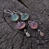 Zarte natürliche Mondstein-Tropfenohrringe, Charms-Schmuck, ovaler rosafarbener blauer Stein, Hochzeitsohrringe, Verlobungsgeschenk für Frauen