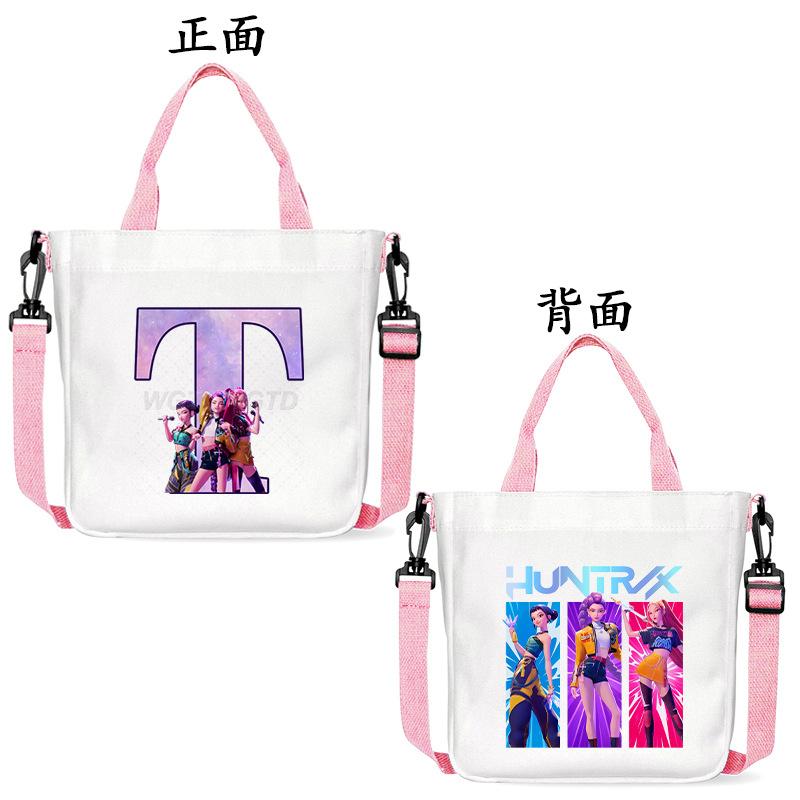 Anime Cartoon Letter Shoulder Bag Versatile Commuter Handbag Large Capacity Student Canvas Bag