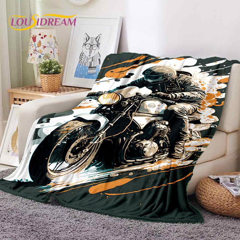 Motocross Motorrad Weiche Decken, Warme Kuscheldecke Bequeme Decke für Picknick Betten Sofa Zuhause Schlafzimmer Wandergeschenk