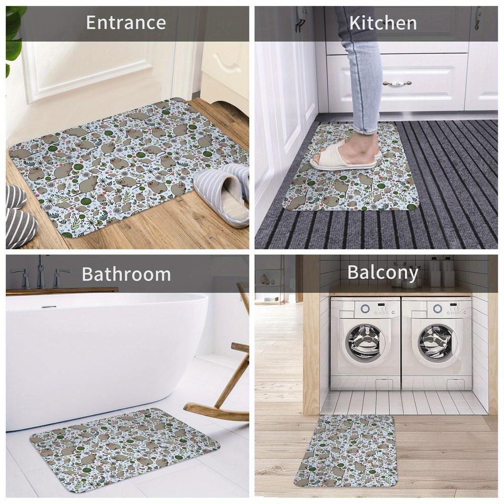 1PC Hamster Pattern Kitchen Rug Non-Slip Door Mats Pop design Bathroom Rug Bath Mat Carpet for Home Sink Laundry Decor