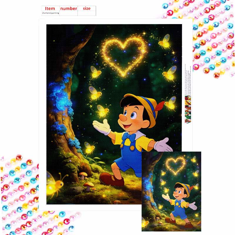 Disney Pinocchio Fireflies Diamond Paint Mosaic Art Painting Kit Handmade DIY Home Decor