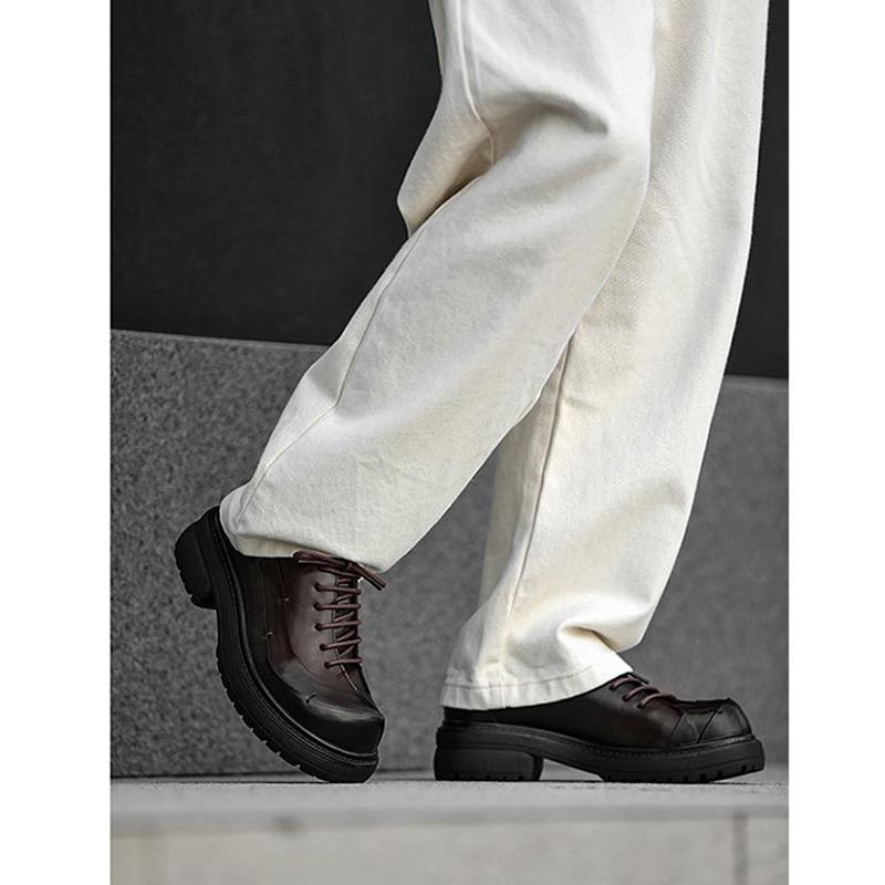 2026 Fashion Oxfords Shoes Mens Business Shoes Thick Sole 2.5cm Brand Party Male Footwear Brown Black Plus Size 45