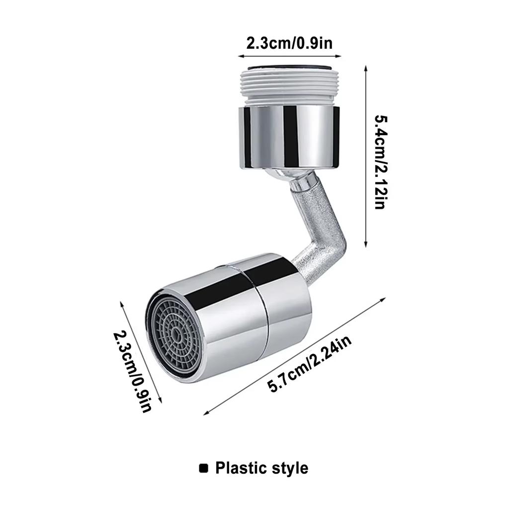 Splash-Proof 720° Universal Tap Aerator - Swivel Water-Saving ABS Faucet Spray Head, Wash Basin Extender Adapter