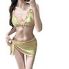 Korean Ins Style Swimsuit Women's Split Plaid Bikini Thailand Hot Three-piece