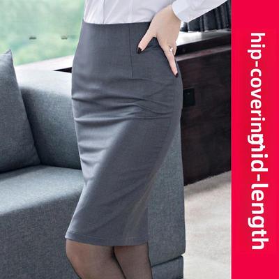 [Elegant Commuting] Women's Mid-Length Black Wrap Skirt - Professional Over-the-Knee Style for Spring and Autumn