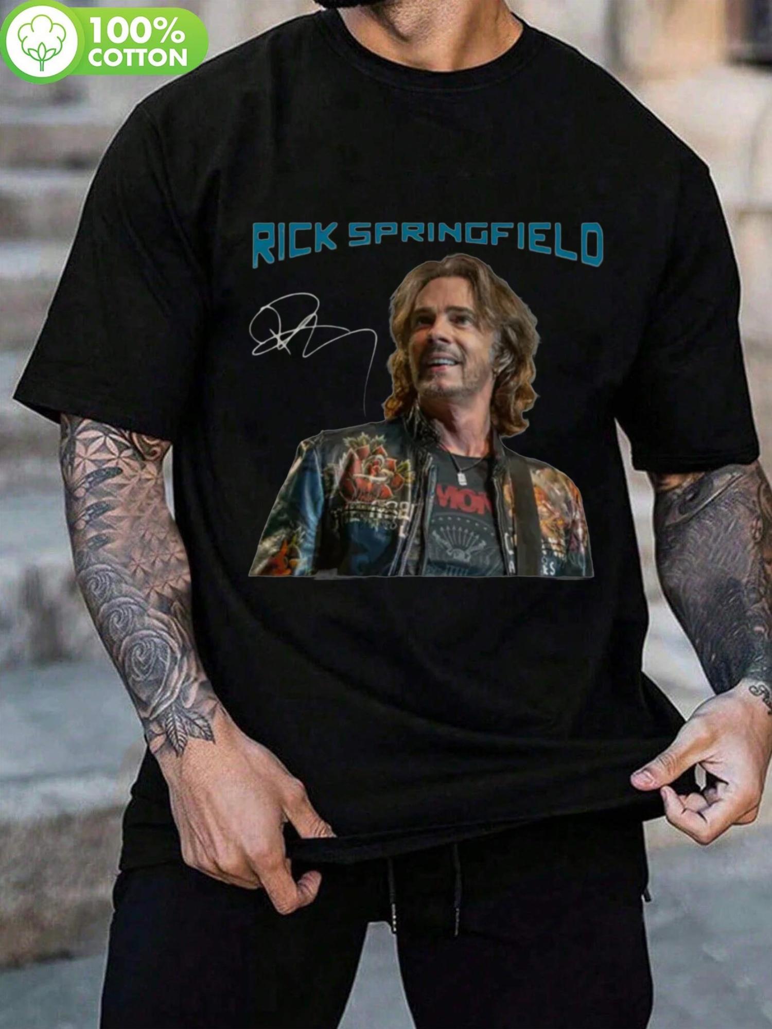 Rick Springfield Graphic Tee - 100% Cotton Crew Neck Tshi... XXXXL