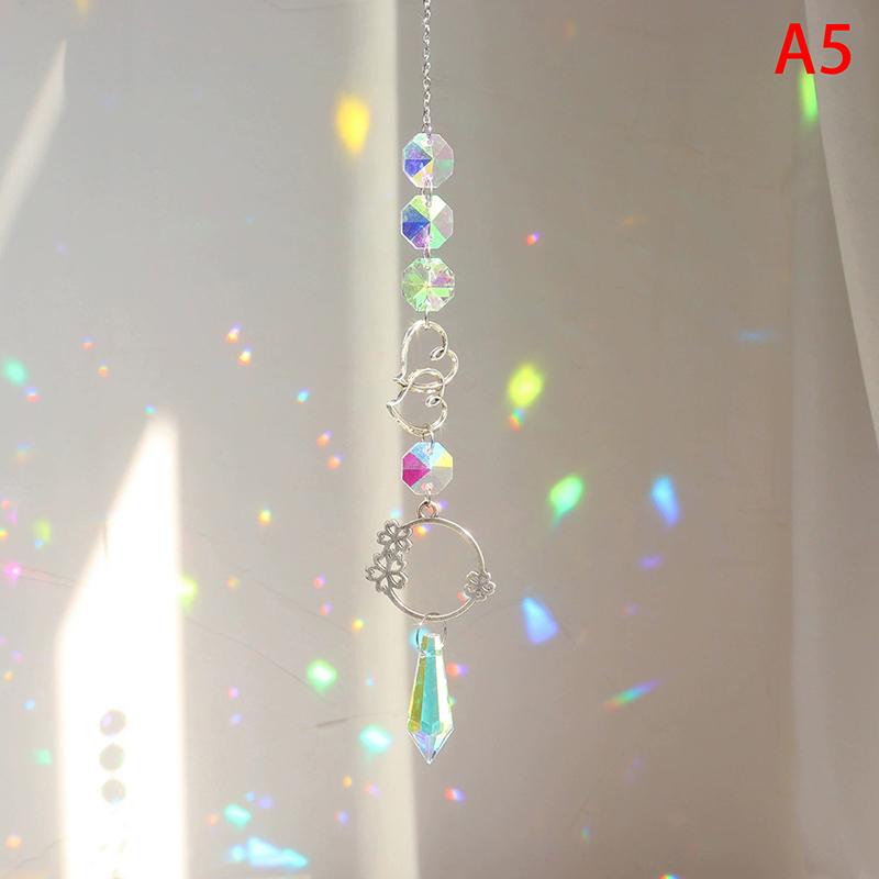 1Pc  Wind Chime Moon Sun Star Catcher Diamond Prisms Pendant Dream Catcher Rainbow Hanging Drop Home Windchime