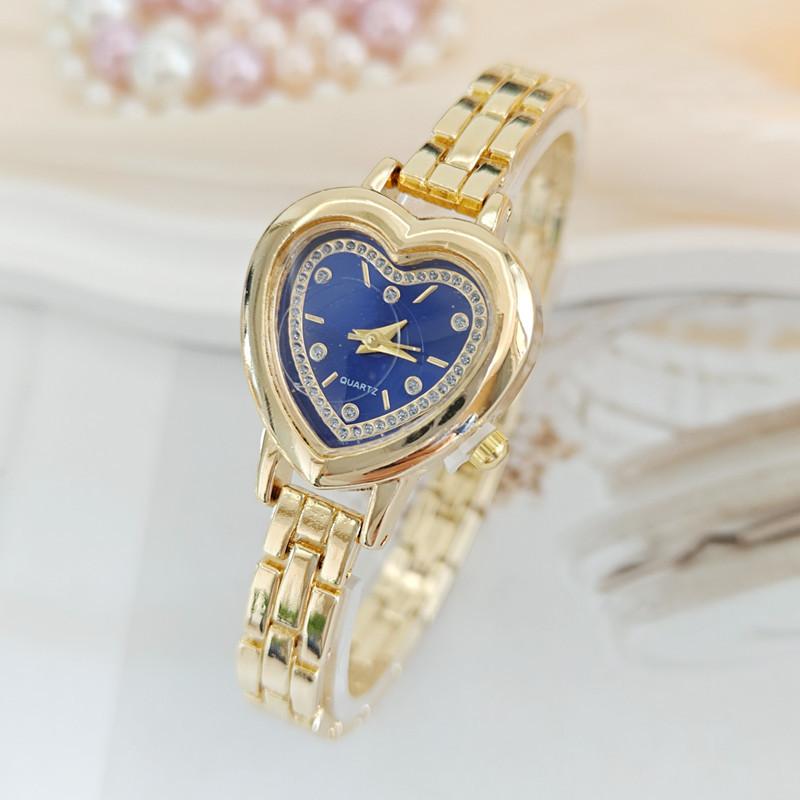 Dames Hartvormige Strass Horlogeband Armband Polshorloge