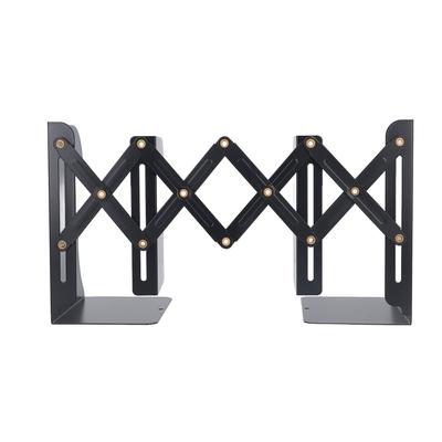 Einziehbare Buchstütze Schlichtes schlankes Design Schwarze Metall-Buchstützen Buchhalter für Schreibtisch Zuhause Arbeitszimmer Büro