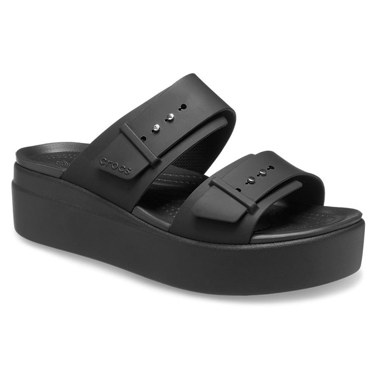 Crocs Brooklyn Low Heel Casual Rubber Sole Anti-Skid Slide Sandals Women Sandals Black 207431-001