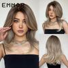 EMMOR Gradient Medium-Long Curly Wig with Side-Parted Flipped French Bangs
