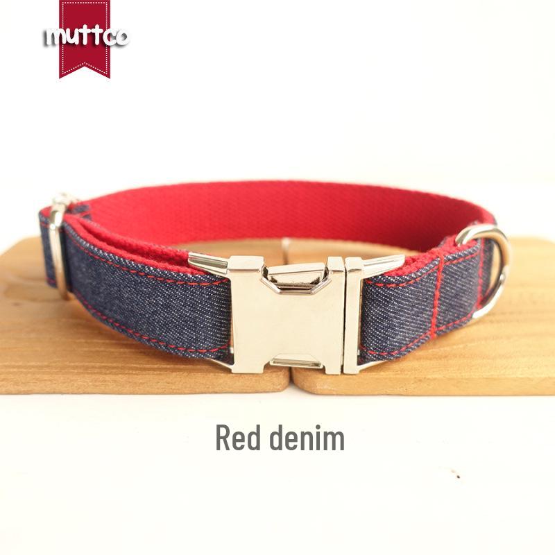 Custom Denim Dog Collar - Personalized Pet Accessory S