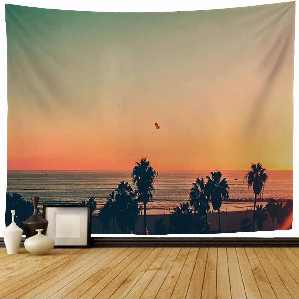 Sunset Scenery Tapestry Beach Tapestry Palm Tree Tapestry for Kids Boys Girls Teens Decor Wall Hanging for Bedroom Living Room
