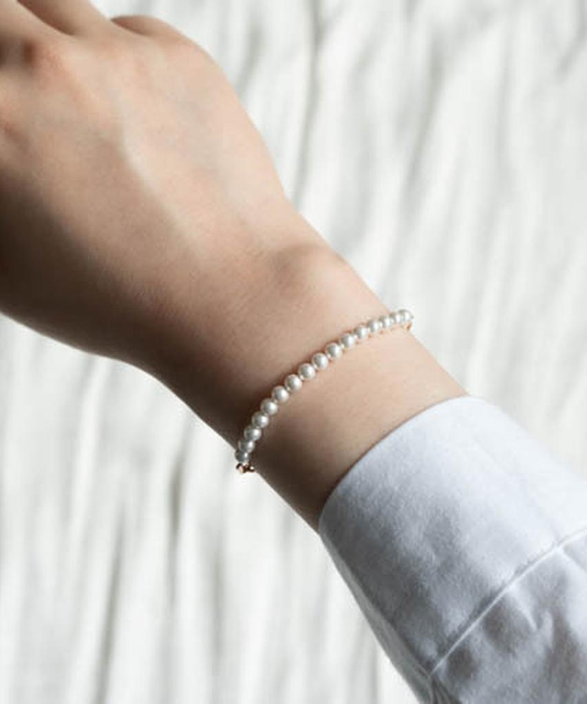 Alleun Silver 925 Chain Link Pearl Silver Bracelet