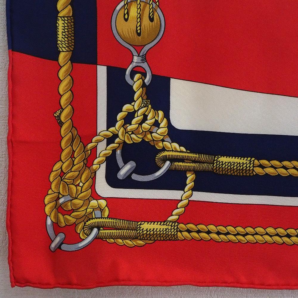 Hermes Lenço Carree90 CHATEAUX D'ARRIERE decoração de estrela Vermelho/Branco seda Mulheres Usado