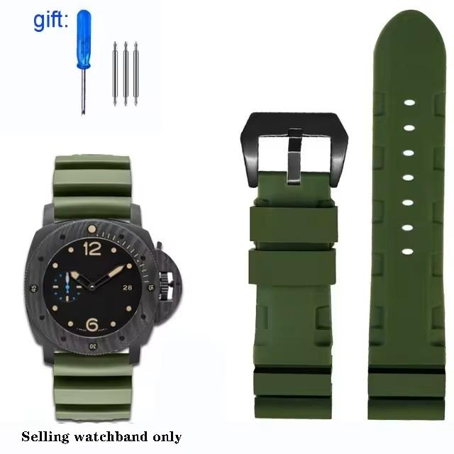 Soft Silicone Rubber Watch Band For Panerai SUBMERSIBLE PAM 441 359 Series 22mm 24mm Men's Watch Strap Orange Watch Accessories